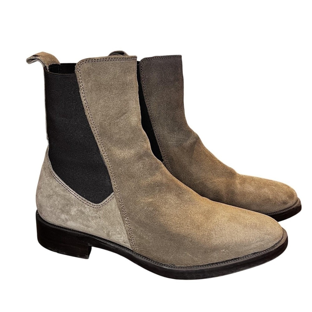 Emanuele Crasto Taupe Suede Chelsea Ankle Boots Made in Italy Size 39 Womens 8.5